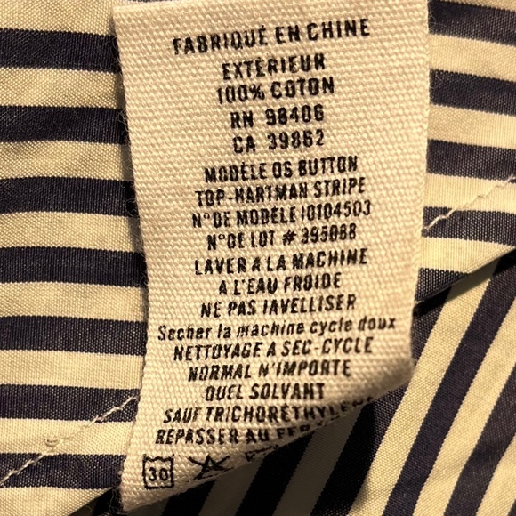 Theory Off The Shoulder Spaghetti Strap Striped Preppy Blouse Top Blue White M - Picture 7 of 7